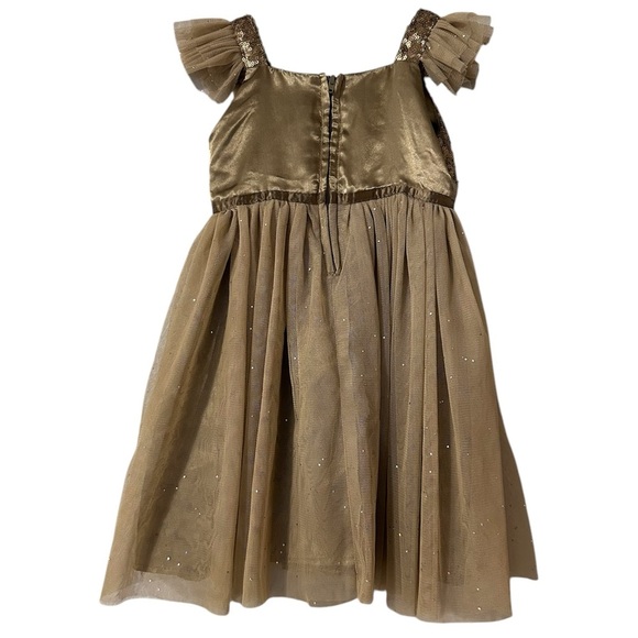 Popatu - Sequin Bodice Flutter-Sleeve Tulle Dress - Picture 2 of 4